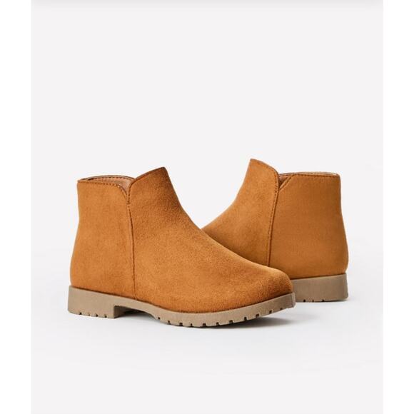 FabKids Brown Faux Suede Side Zip Ankle Booties - Size 1 - Picture 3 of 4